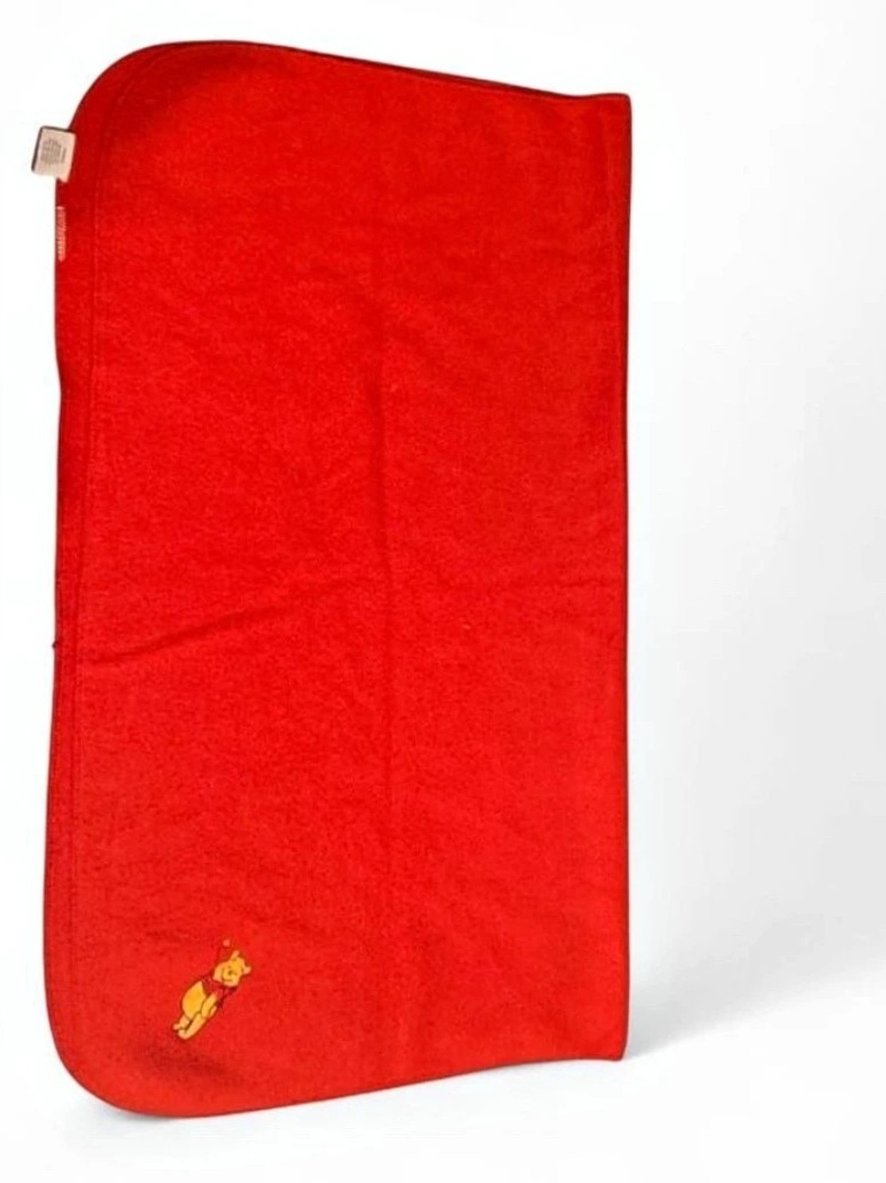 Vintage Disney Winnie the Pooh Red Fleece Baby Crib Blanket 38x43 Throw